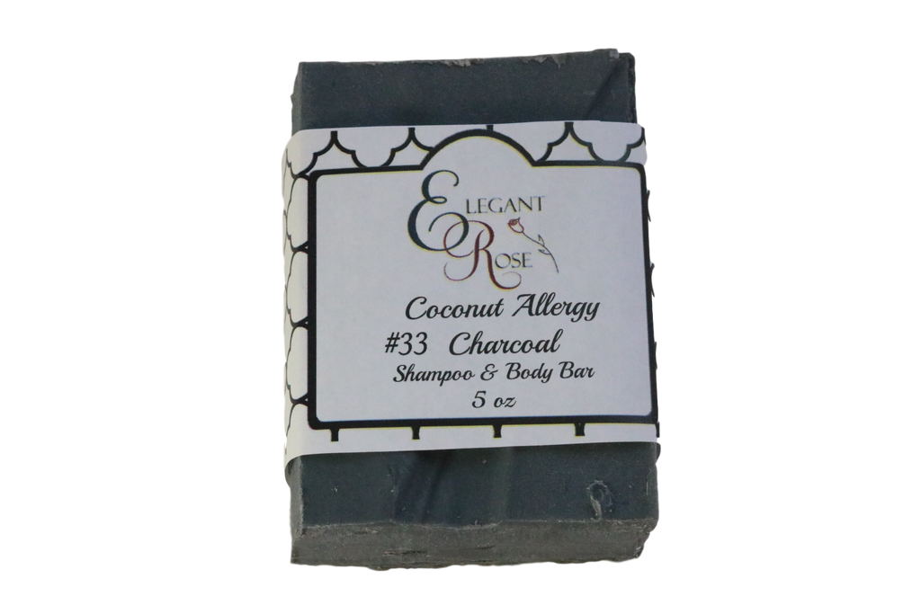 #33 Charcoal Coconut Allergy Shampoo & Body Bar - Coconut Free Soap - Unscented Charcoal