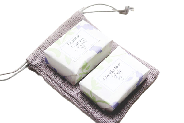 Christmas Gfit - 2 Gift Wrapped Soaps in Linen Bag